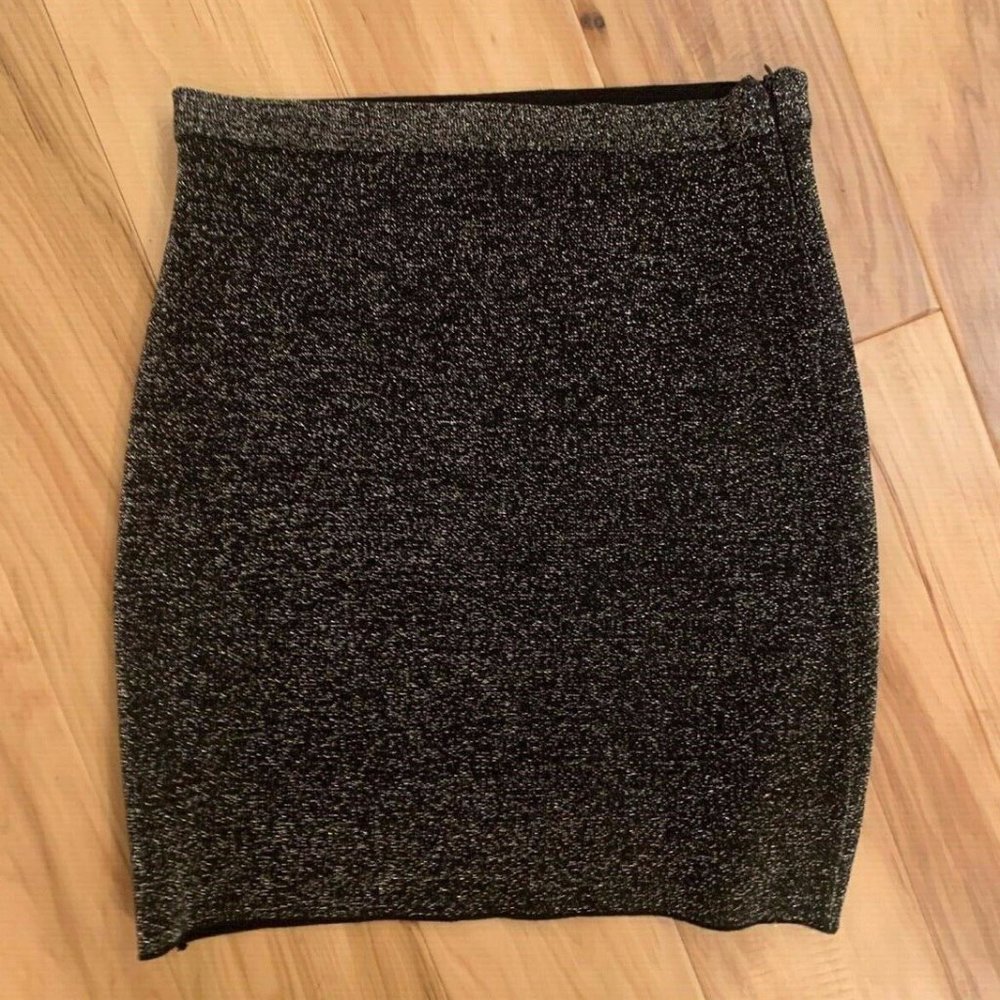 Zara Bodycon Silver Sparkle Mini Skirt Size S